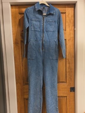 wild fable Denim Zip-Front One-Piece in Blue